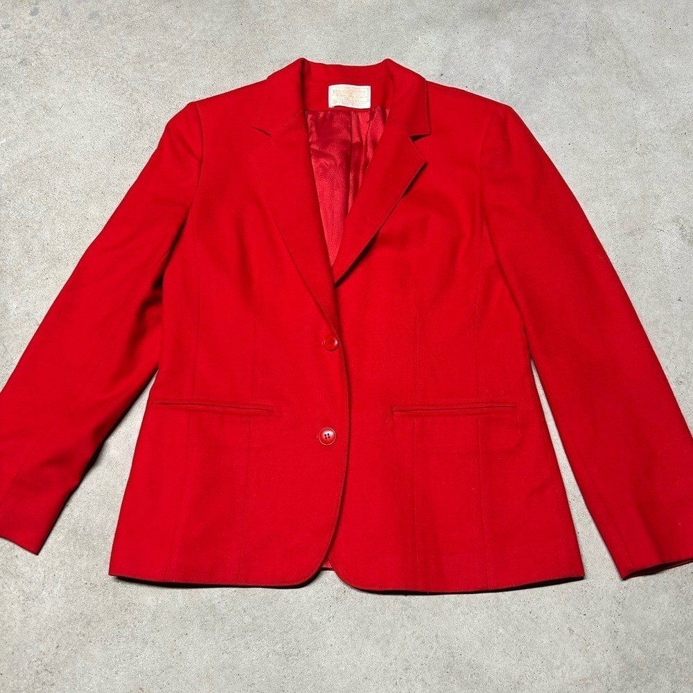 Vintage Pendleton Fiery Red 100% Wool Double Button Blazer Jacket Women’s